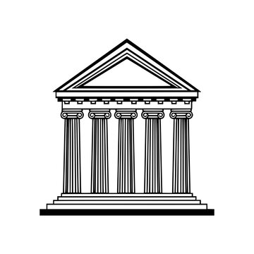 A greek temple with columns and a triangular roof Vector, illustration