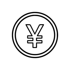Obraz premium A black outline of a chinese yuan coin Vector, illustration