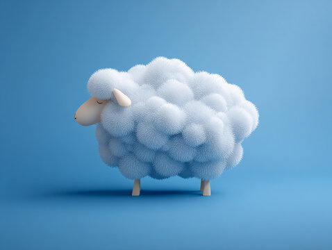 かわいい雲の羊と青空の背景素材　generative ai