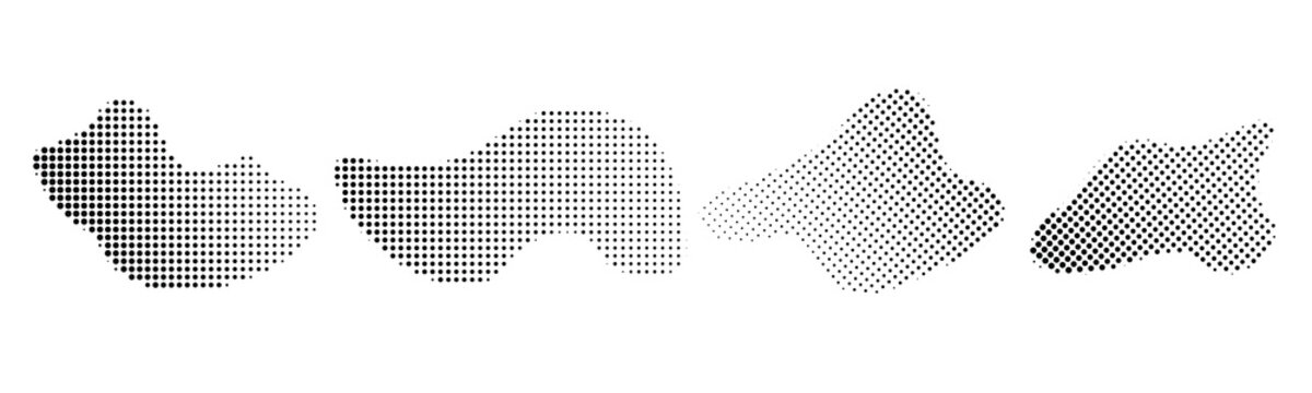 Halftone style world map representations with black and white graphic design halftone abstract geometric monochrome illustration