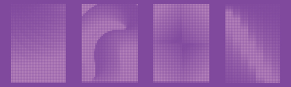 Four abstract purple grids with glowing lines on a bright purple background abstract background illustration geometric technology