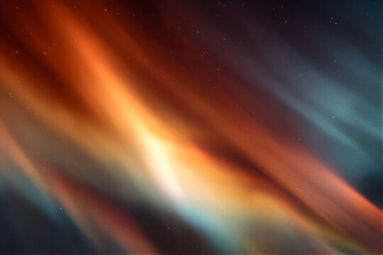 Abstract amber orange brick red aurora background, blurred soft light bands, low saturation dreamy atmosphere, 8K texture for design, backdrop, presentation, gradient, ethereal glow.