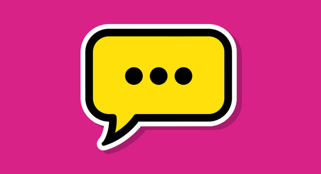 Yellow speech bubble with dots.