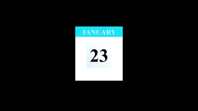 January 23 Calendar Date Animation Modern Time Concept