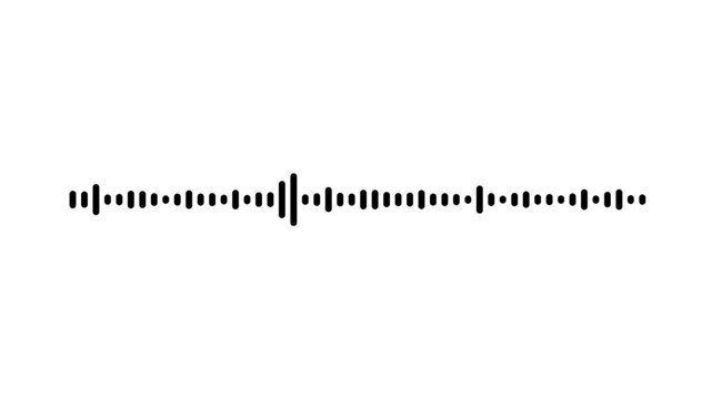 Sound waveform visualizer animation , audio spectrum, black frequency pulse line, digital music equalizer motion, voice recording display, seamless loop, white background 4k video