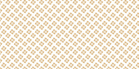 Fototapeta premium Golden vector seamless pattern with small diamonds , star shapes ,rhombuses . Abstract gold and white geometric texture . Simple minimal wide repeat background . Luxury design for decor , wallpaper