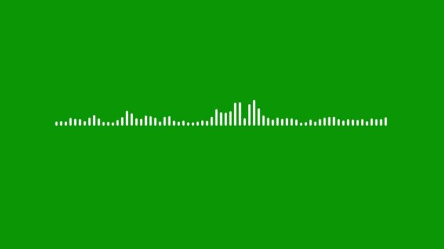 Abstract white sound wave animation, audio spectrum waveform visualizer, digital frequency motion line, futuristic equalizer waves, 4k music visualization on green background.