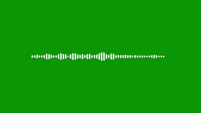 White audio waveform spectrum animation, minimalist sound wave visualization, digital frequency line motion, abstract music equalizer effect, 4k audio visualizer isolated on green background.