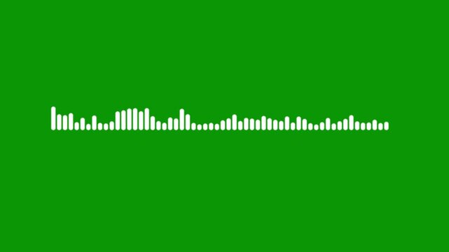 Futuristic 4K digital audio spectrum on green background, dynamic music equalizer animation, abstract sound waves visualization, Vector isolated illustration.