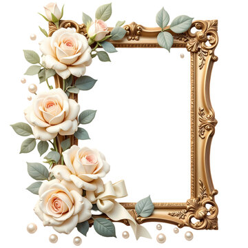 Ivory Rose Pearl Baroque Frame Luxury Illustration