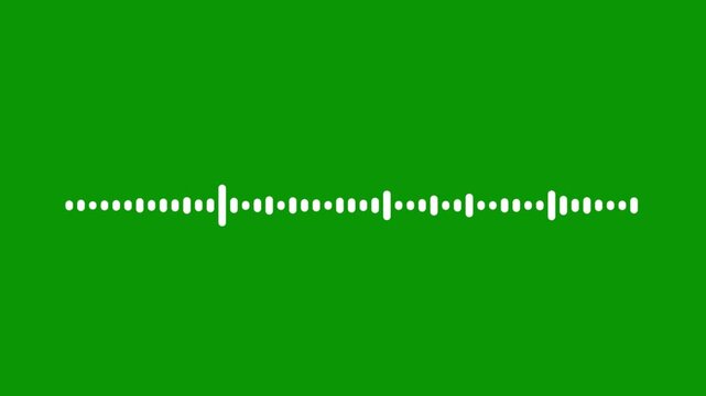 Futuristic audio equalizer animation, white glowing sound wave lines, digital frequency spectrum visualization, abstract waveform motion graphics, green screen chroma key 4k seamless loop.