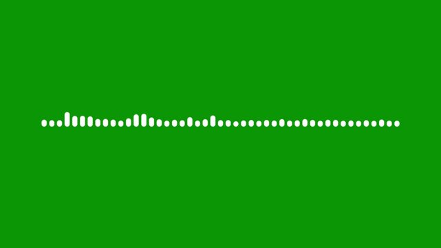 White audio waveform spectrum animation, digital sound frequency visualizer, futuristic equalizer motion graphics, glowing waveform lines animation, green background chroma key 4k video.