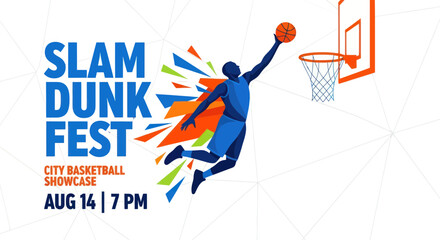 Basketball Player Slam Dunking at Fest Event © Kuning