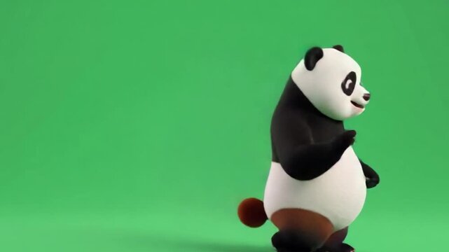 3D Panda Character Waving Green Screen Animation