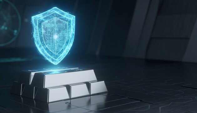 Digital Shield Protecting Silver Bars in a Secure Environment.