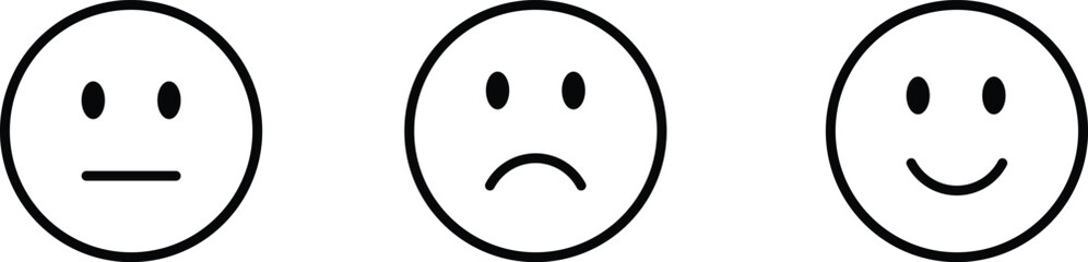 Fototapeta premium Three emoticon faces with different expressions