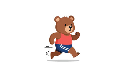 Fototapeta premium Brown bear wearing red shirt running.