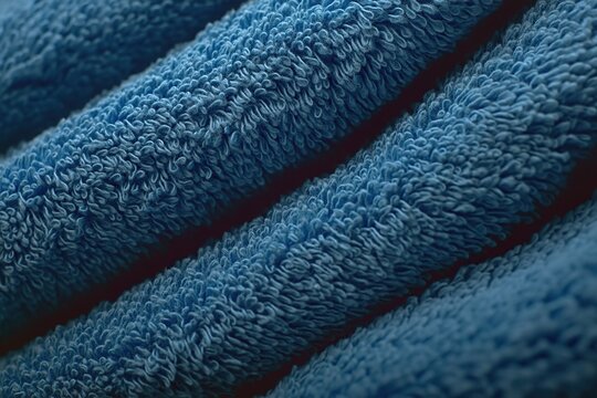 Hyper-Detailed Blue Towel Texture on Plain Background Close-Up