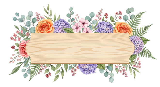 Rustic botanical header with hand painted leaves and blossoms