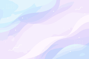Fototapeta premium Soft Abstract Vector Background with Pastel Light Blue and Lavender Purple Gradients, Fluid Wavy Shapes, Sparkles, and Geometric Elements for Modern Poster Design, Web Banner, and Aesthetic Wallpaper.