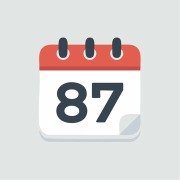 calendar icon with number 87 on white background