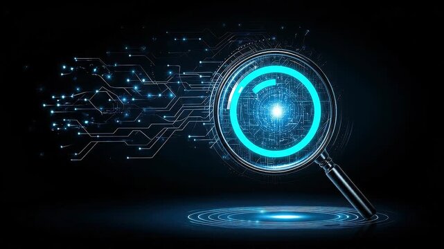 Seamless loop tax transparency interface animation, digital magnification analytics system.