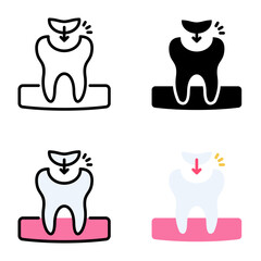 Fototapeta premium Tooth filling icon collection of various styles for design branding, print and digital media