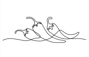 Obraz premium Minimalist Continuous Line Illustration of Chili Peppers Representing Spice Flavor and Artistic Elegance