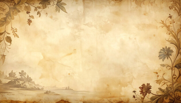 Vintage paper background with floral elements for design or presentation use