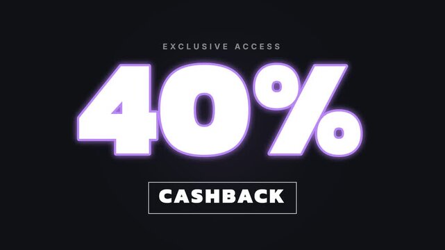 Exclusive Access 40 Percent Cashback Animation