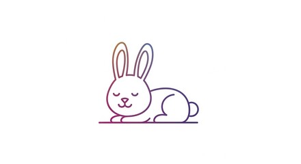 Obraz premium Adorable sleeping bunny illustration with colorful gradient outline peacefully resting