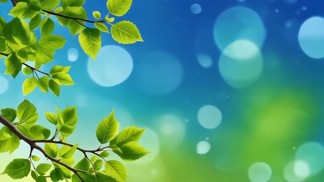 Fresh Green Foliage and Blue Sky with Bokeh Generative AI