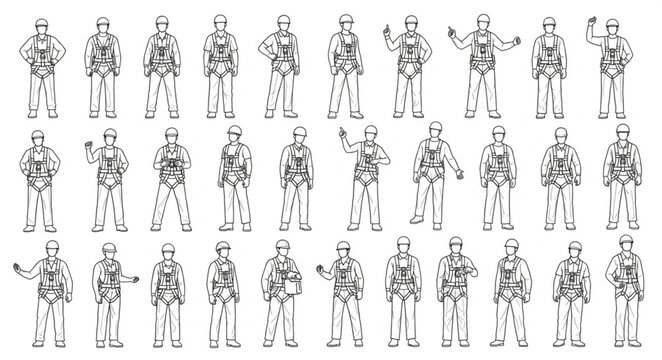 Soldiers in various poses, a detailed illustration of military personnel.