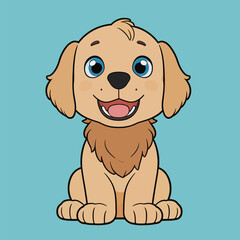 Fototapeta premium Cute Cartoon Golden Retriever Puppy