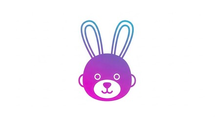 Obraz premium Vibrant Gradient Bunny Head Icon: Playful Animal Character with Modern Minimalist Style