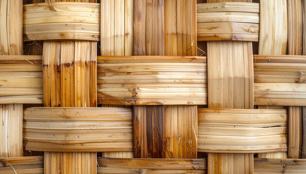 Close up of woven bamboo texture natural pattern design background