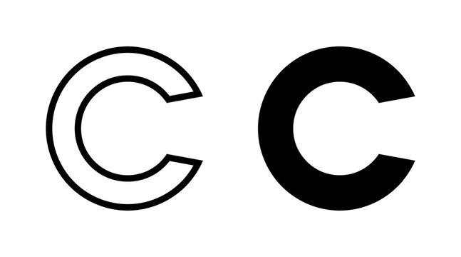 Copyright icon set vector. copyright sign and symbol