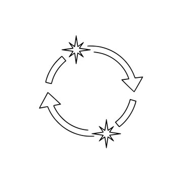 A circular arrow with two starbursts Vector, illustration