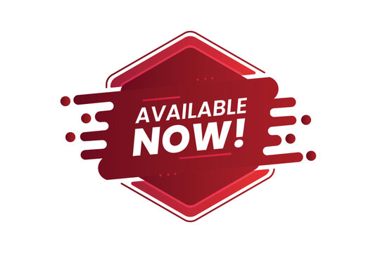 Available Now Promotion Banner Red Badge Design