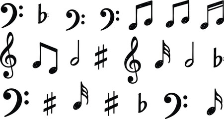 Fototapeta premium Black Music Notes on White Background