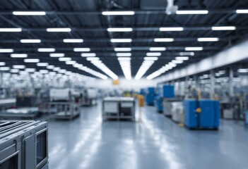 Obraz premium Blurred background of a modern factory interior