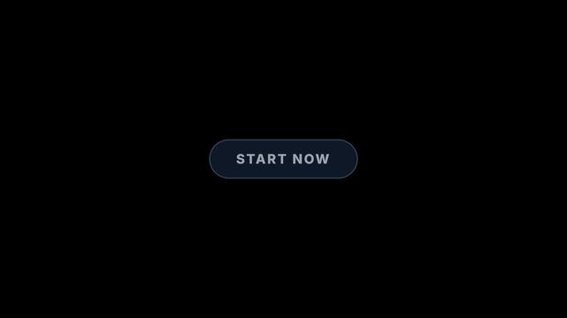 Cursor clicks glowing start now button on black background. 4K Video