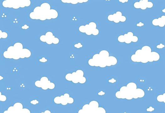 Seamless pattern of white clouds in blue sky