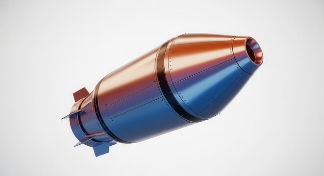 Futuristic metallic propulsion device with striking dual-tone gradient against a clean white