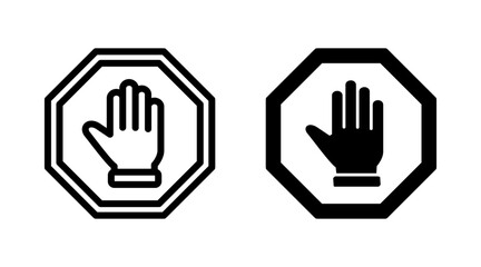Obraz premium Stop icon set vector. stop road sign. hand stop sign and symbol. Do not enter stop red sign with hand