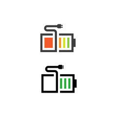 Obraz premium icons of power adapter and battery charging connections