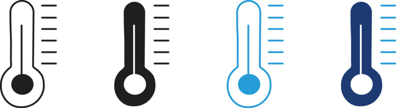 Thermometer hot cold temperature vector icon set