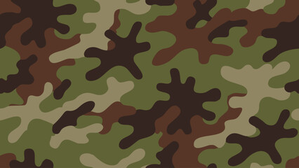 Naklejka premium A seamless camouflage pattern featuring brown green and tan shapes