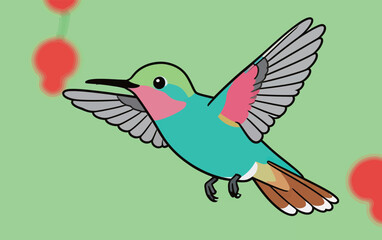 Fototapeta premium Colorful Hummingbird in Flight Illustration