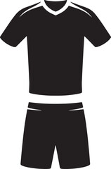 Naklejka premium Solid black short sleeve sports uniform kit vector graphic with a v-neck t-shirt 